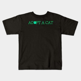Adopt A Cat Green Kids T-Shirt